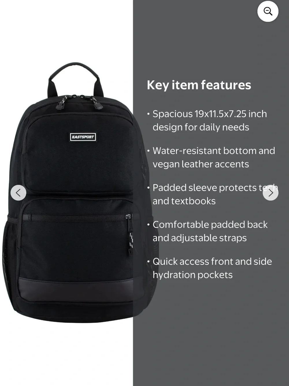 Eastsport Black Men's Backpack — Everyday Travel & Tech Carry